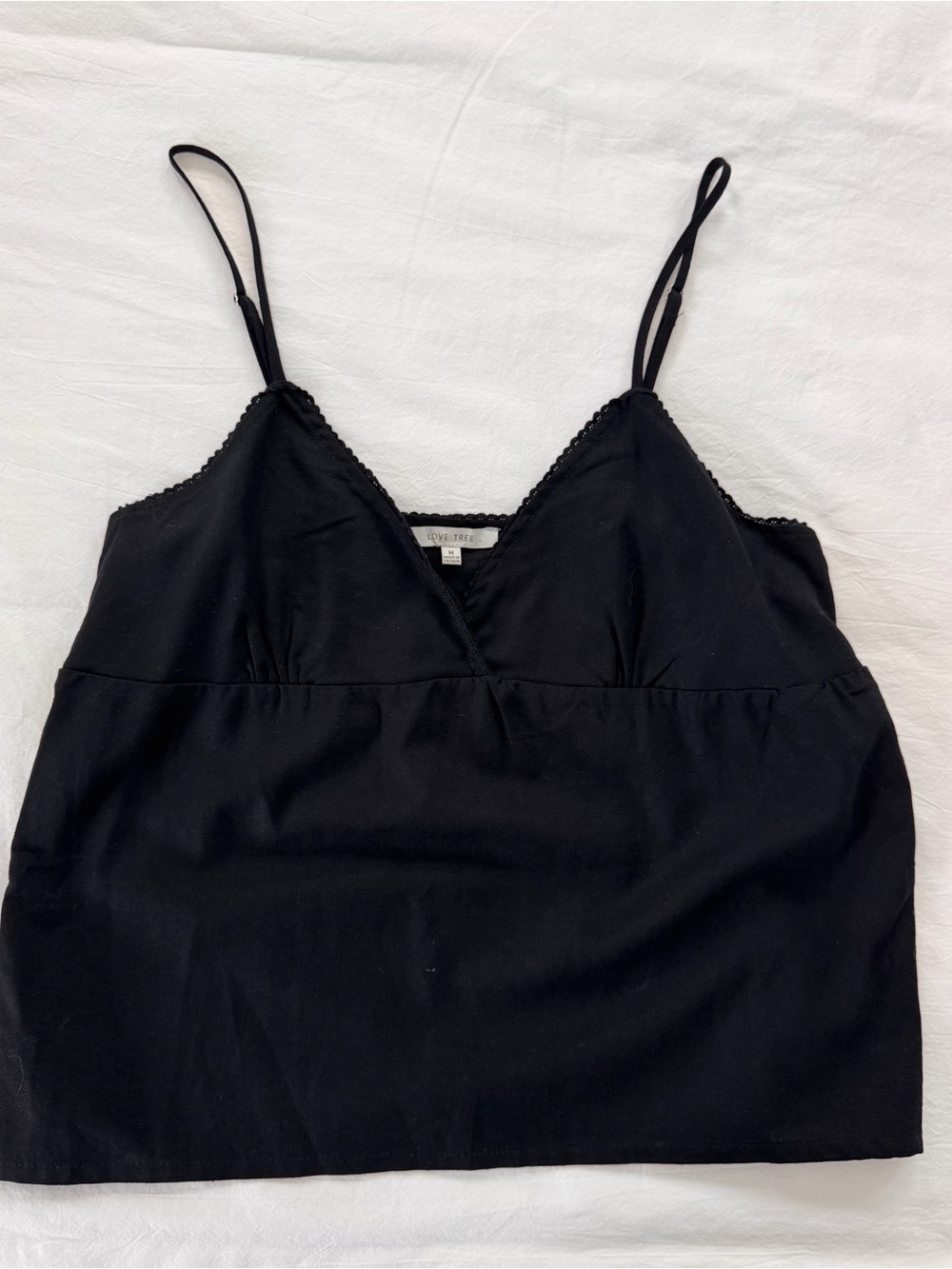 Love Tree Black V-Neck Spaghetti Strap Cami With Tie